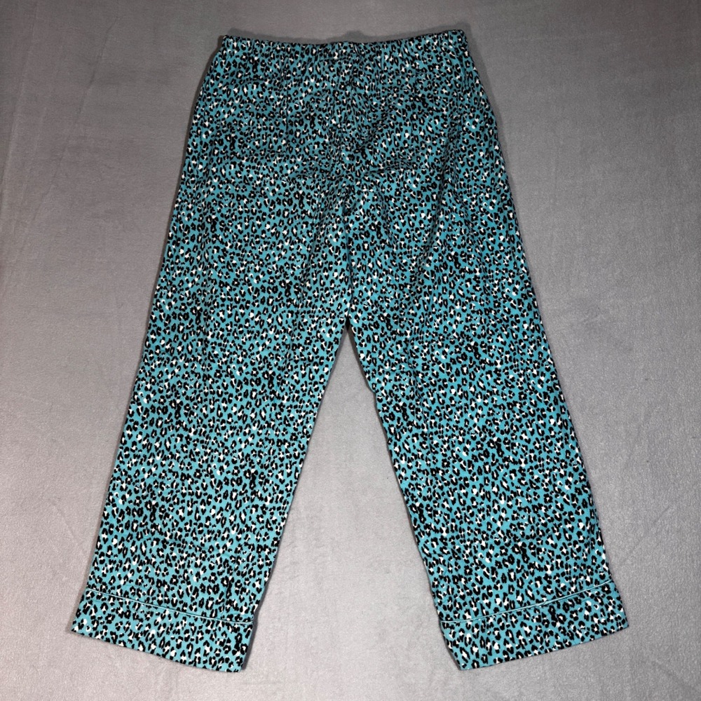 Kim Rogers Intimates Teal Leopard Print Pajama Set Cotton Button Down Mens L - Picture 7 of 7